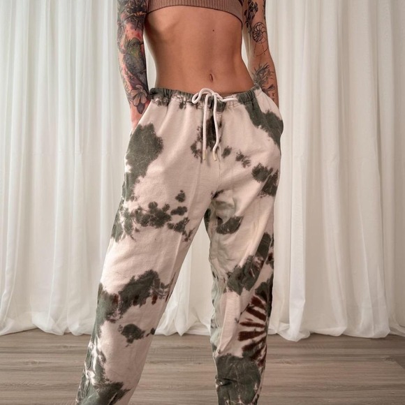 Lucky Brand Tie Dye Sweatpants Boho Lounge Pants Neutral Earth Tone Joggers - Picture 3 of 8